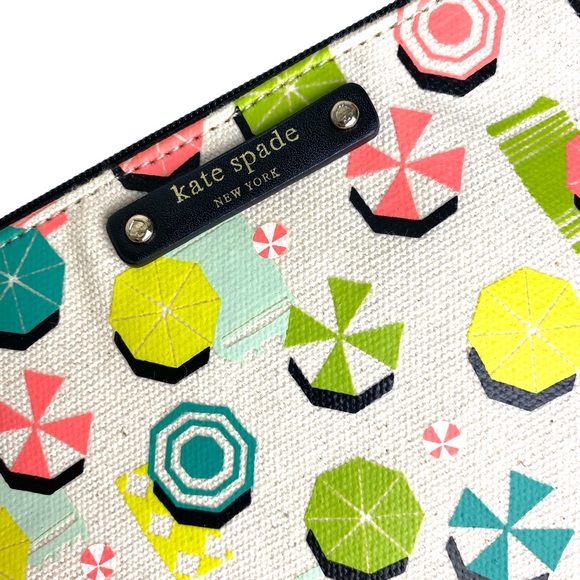 Kate Spade Sand Hill Circle Gia Umbrella Large Canvas Bag Clutch NWOT - Picture 5 of 10